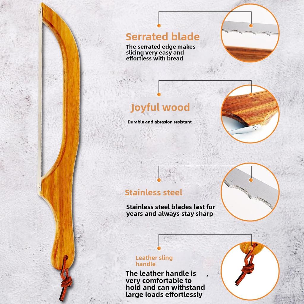 Wooden Bread Knife Non-dropping Baking Baguette Cake Knife Serrated Toast Knife Wooden Bread Cutting Saw