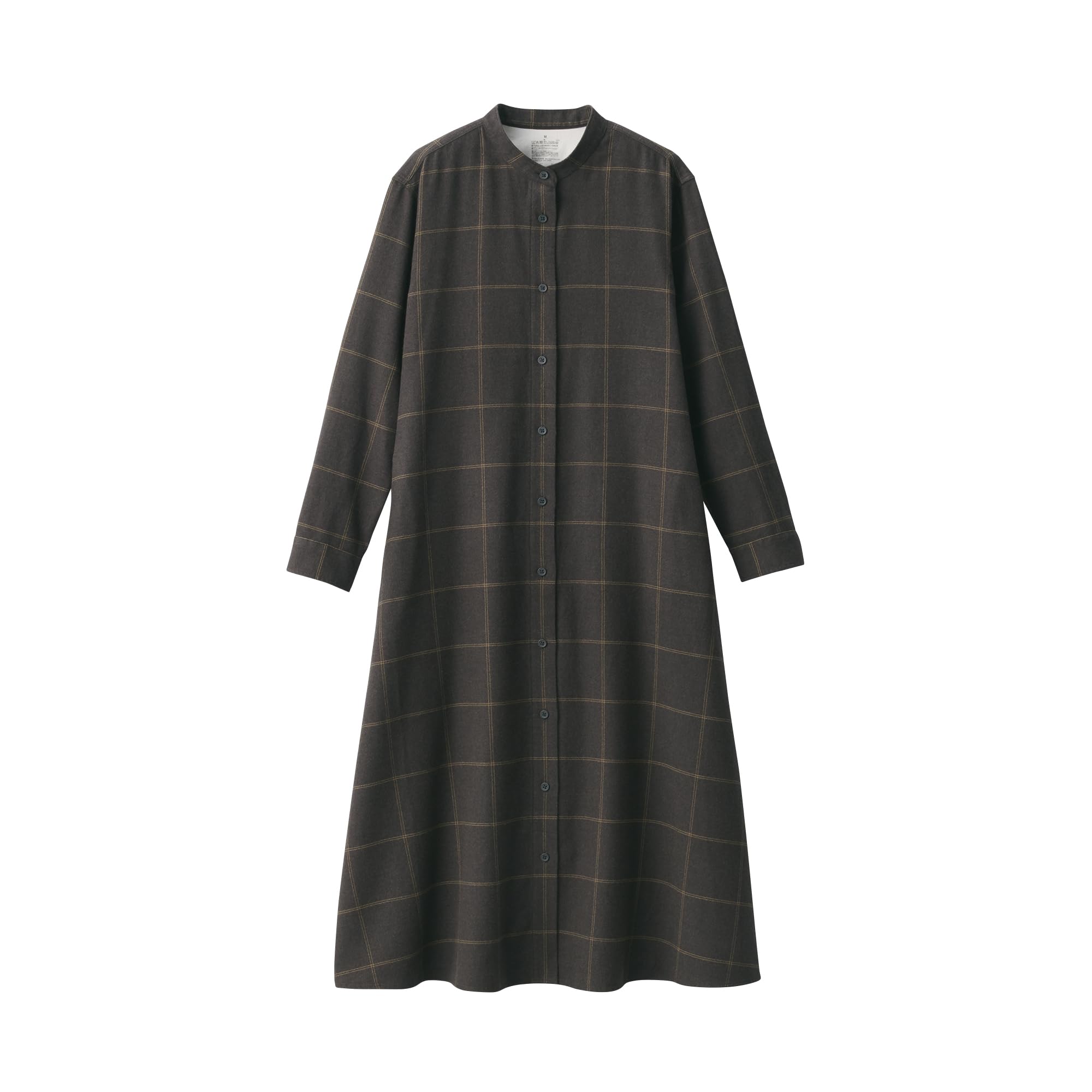 

Женское платье MUJI из двухсторонней фланели с начесом, воротник-стойка, длинный рукав, клетка «дымчато-коричневый», размер M, BC2JXA4A