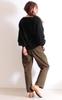 Gold Japan Plus Size Knit Top with Voluminous Keyhole Buttoned Balloon Long for Size Black Women's Sleeves, Neck, Sleeves, Design, Sleeves, Commuting,