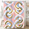 Modern Geometric Shower Curtain with Soft Pastel Colors Pink Blue White Black Gold Decorative Bath Liner Set for Bathroom Access