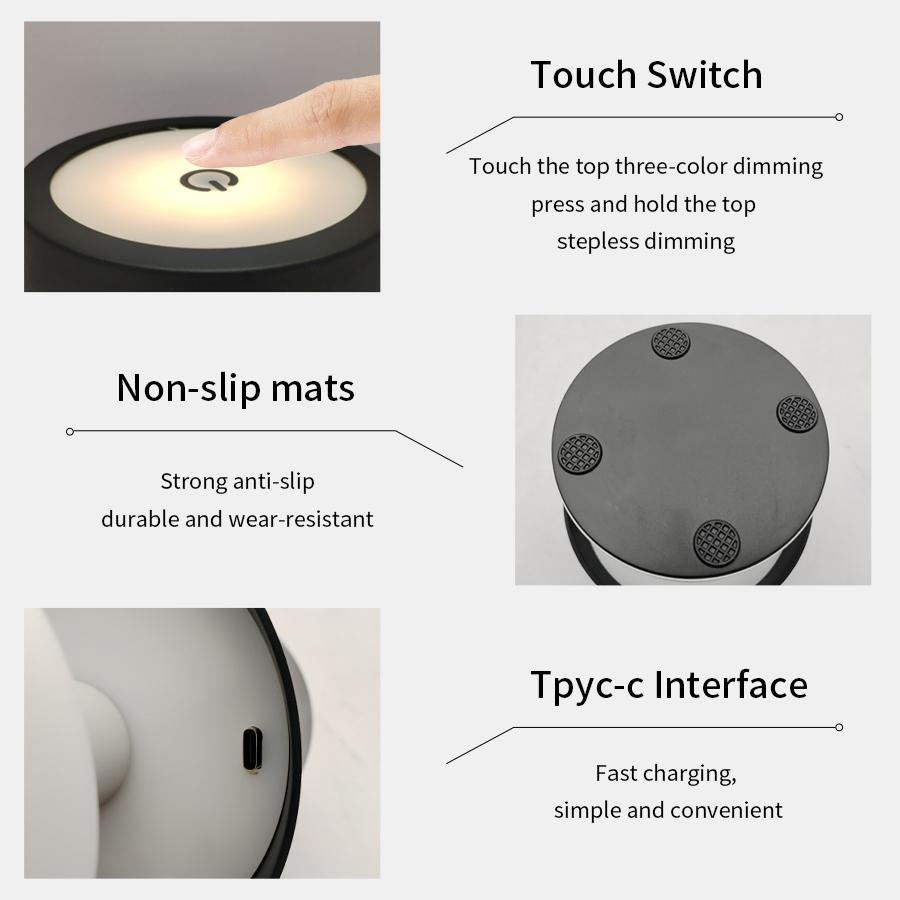 Mushroom LED Table Lamp Rechargeable Touch Switch Desk Light 3 Colors Dimmable For Bedroom Living Room Office Decor Lighting