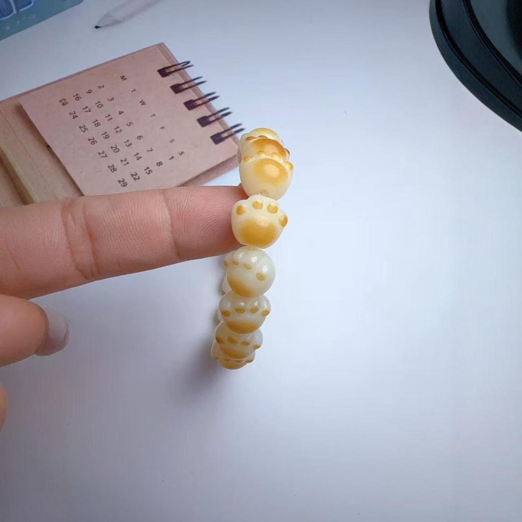 New Chinese Style Women's Natural Bodhi Cat's Claw Bracelet - 18 Beads, 12mm, Original Design.
