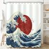Die große Welle vor Kanagawa Duschvorhang Japanischer Stil Badezimmerdeko Kunstdruck Wasserdichter Polyesterstoff Badvorhang
