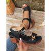 Summer New Women's Chunky Heel Sandals Plus Size High Heel Outdoor Casual Sandals