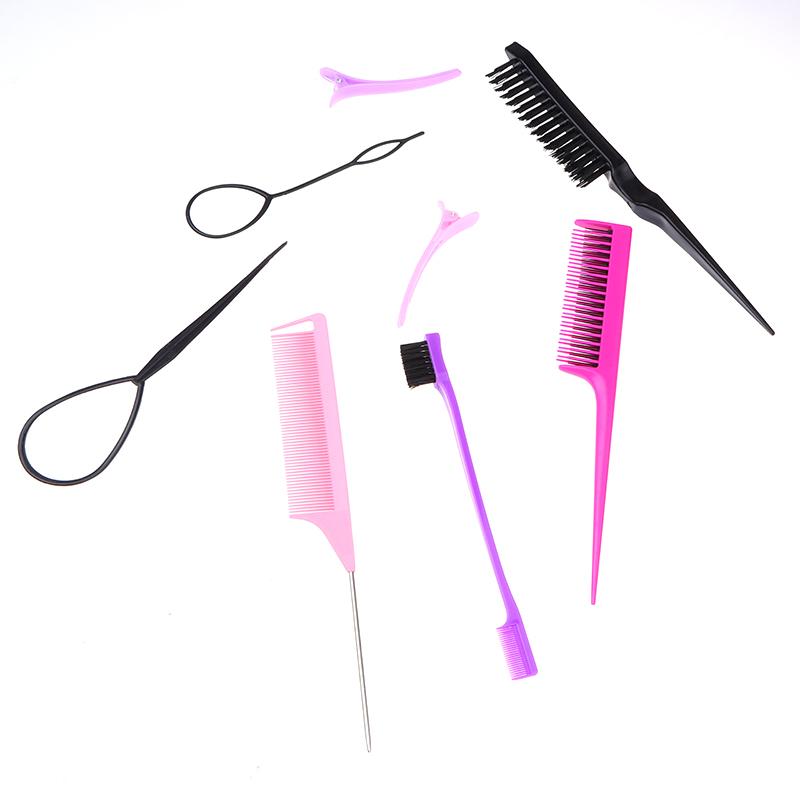 6/10Pcs Hair Styling Comb Set Teasing Hair Brush Triple Teasing Comb Rat Tail Combs Edge Brush Hair Tail Tools Braid Tool Loop