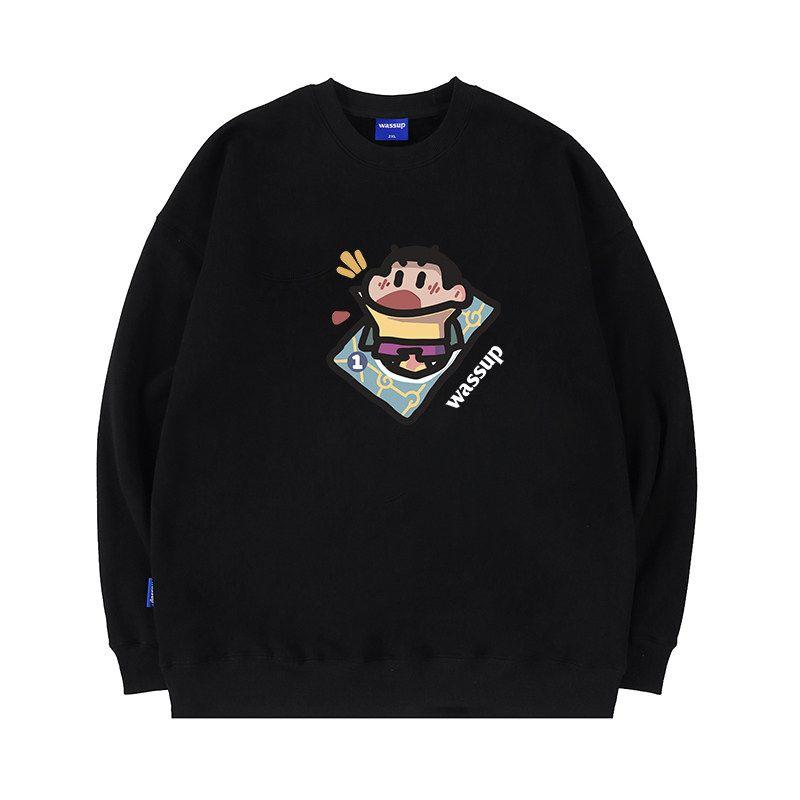 Wassup Cartoon Shin-Chan Heavyweight Sweatshirt for Men, Autumn/Winter 2025 New Trendy Brand Loose Casual Couple Crewneck Top