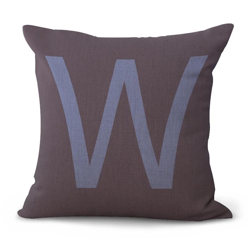 Simple Pure Color English Alphabet throw pillow cover with short plush print for living room sofa decoration cushion cover