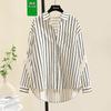 Dames Contrasterende Streep Losse Lange Mouw Shirt