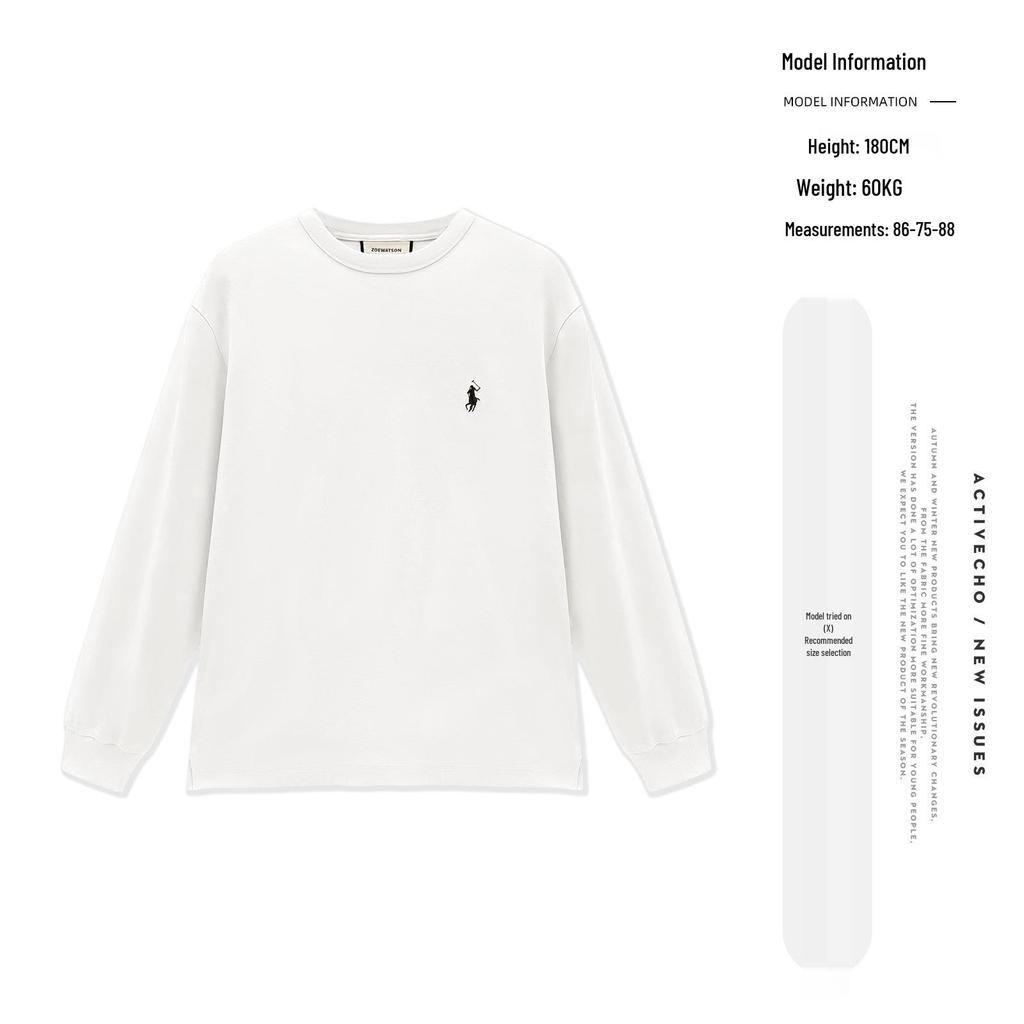 Yizhi Fashion Men's Embroidered Solid Color Round Neck Long Sleeve T-Shirt - Spring/Autumn 2025 Collection