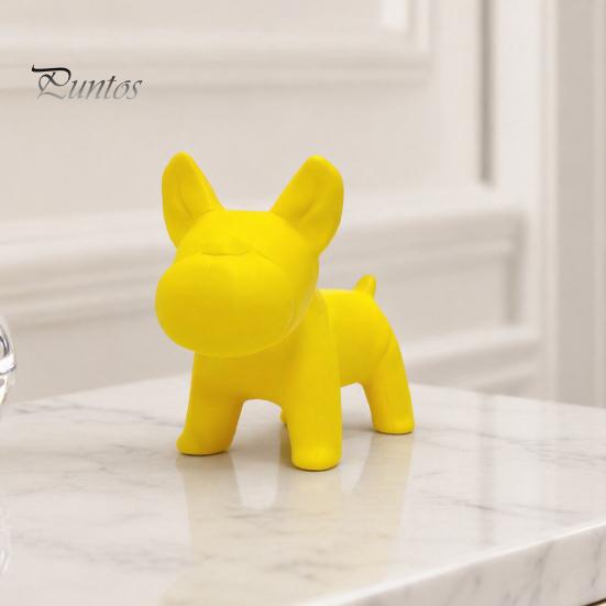 Smooth Edge Dog Figure 3D Printed Cute Figurine, Small Yellow Puppy Statue for Desk, Lovely Round Lines Figurine Shelf, Home Office Decor, Minimalist