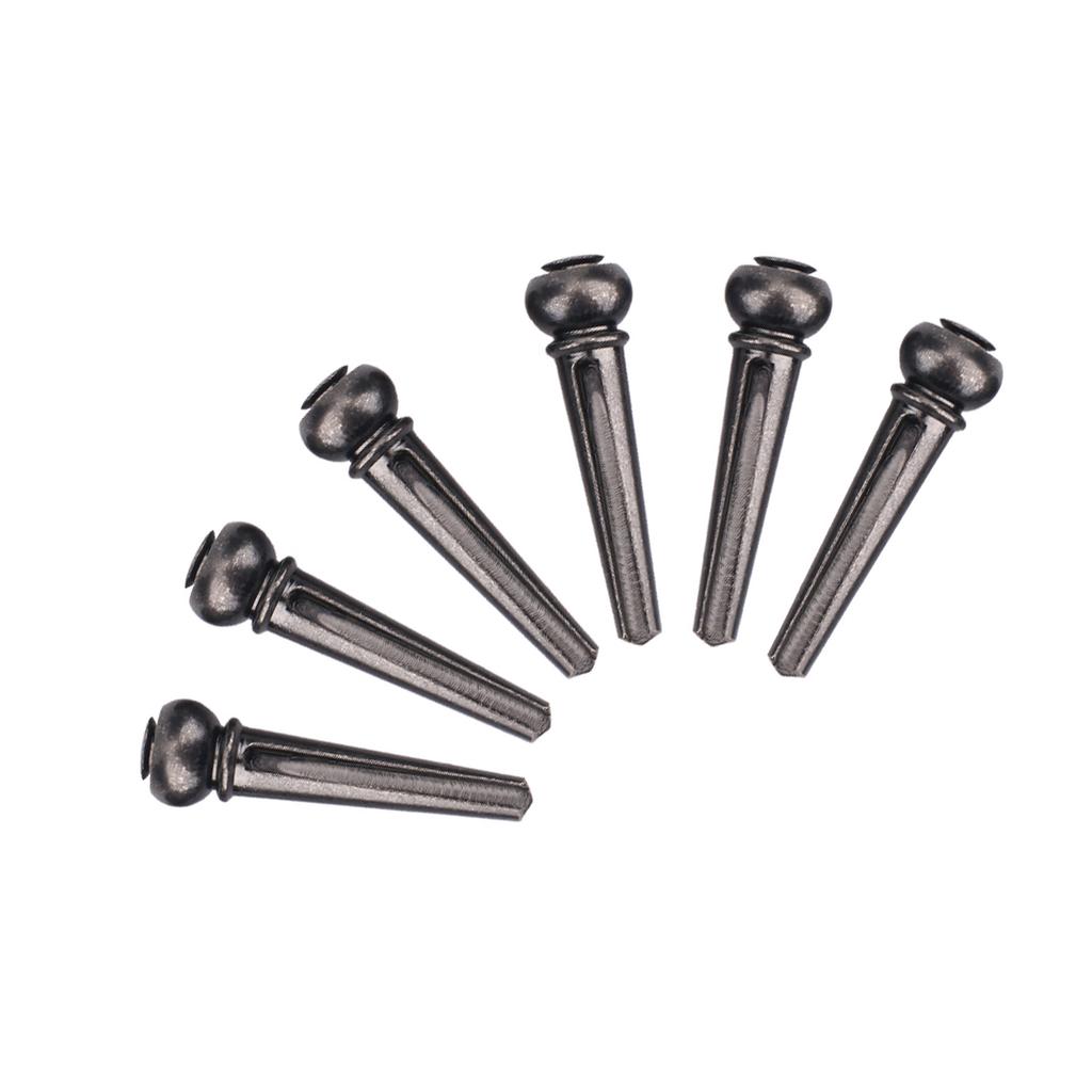 6Pcs Set Durable Brass Guitar Bridge Pins for Folk Guitars Replacement Parts(Black)