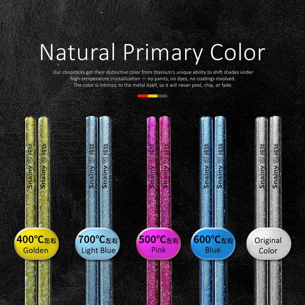 LFGB Certified Pure Titanium Chopsticks 23.7g/Pair Weightless 5 Natural Primary Color Cross-contamination Prevention Chopstick