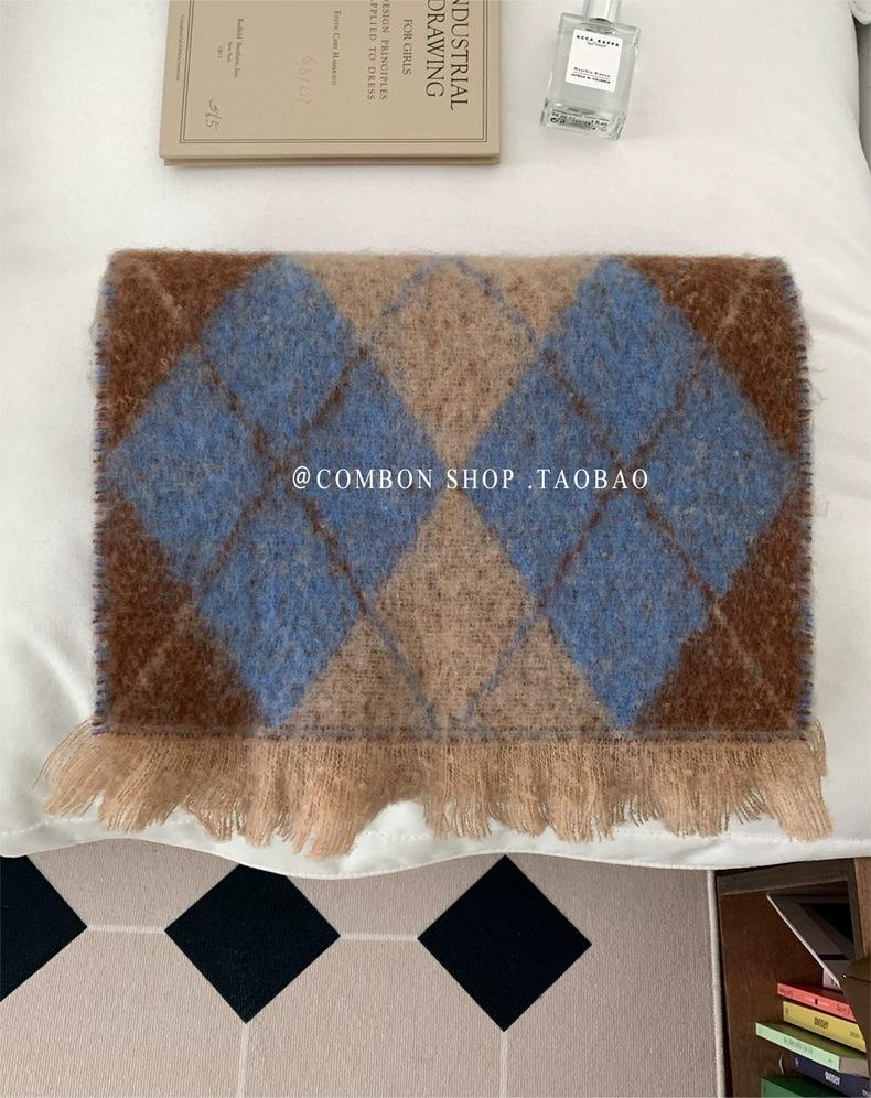 

Новый мохеровый шарф женский толстый приятный к коже шарф женский высококлассный модный новый для пары 200cm-35cm синий