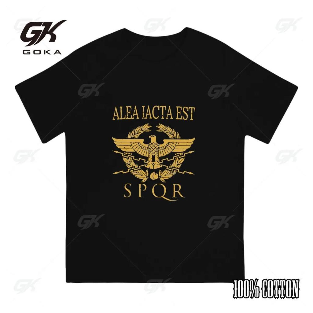 Alea Iacta Est TShirts for Men Ancient Rome Unique 100 Cotton Tee Shirt Round Neck Short Sleeve T Shirt Gift Clothes