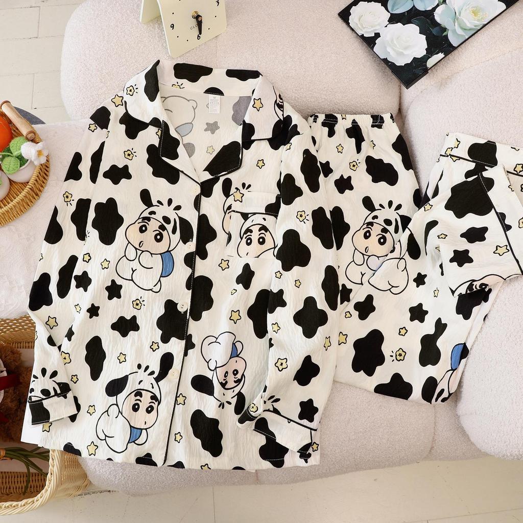 2025 Frühling/Herbst Niedliches Wolken-Baumwoll-Pyjama-Set für Mädchen - Langarm & Hose, Tragbar im Freien