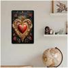 Poster in Metallo Sacro Cuore di Gesù con Rose Vintage 8x12 Pollici per Decorazione Murale Domestica