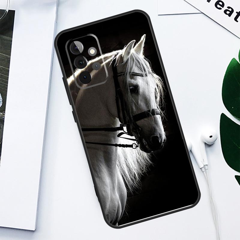 Black White Horse For Samsung Galaxy A52 A22 A32 A54 A34 A14 A55 A35 A15 A53 A33 A13 A05 A06 A16 Phone Case