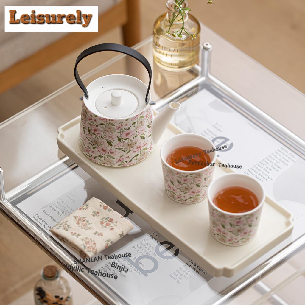 Flower Sea Lifting Handle Tea Set Complete Set Ancient Tea Ceremony Set Teapot and Tea Cup Set Teaware Accessories Decoration