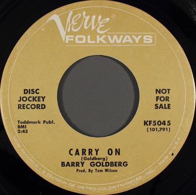 7inch Record BARRY GOLDBERG - Carry On KF5045PROMO Verve Folkways 1967 US Rock Used