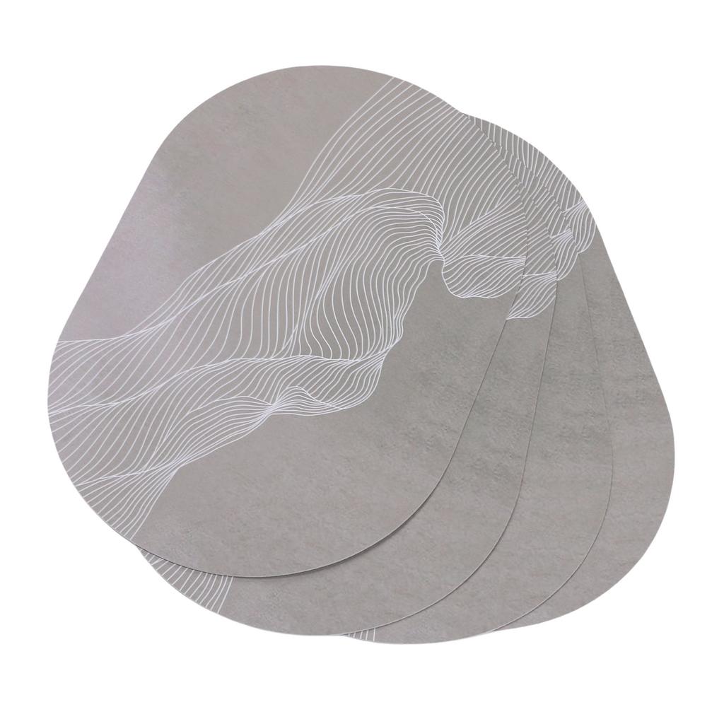 4PCS Oval Placemats Anti Slip Washable Table Mats PU Leather Place Mats for Restaurant Kitchen Hotel 18x12in