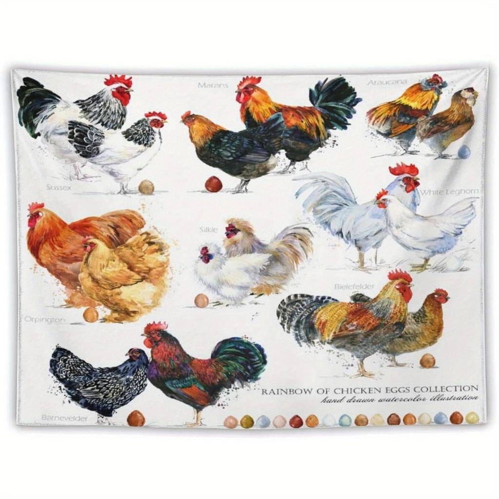 Farmhousestyle Rooster Digital Printing Polyester Wall Hanging Tapestry Decorative Living Room Bedrooms Office Background Gift