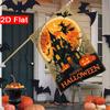 2D Flat - 2D Flat, Autumn Horror Halloween Welcome Garden Flag Autumn Castle Moon Halloween Large Garden Flag_3 (5)- Outdoor Garden Flag Double-Sided 