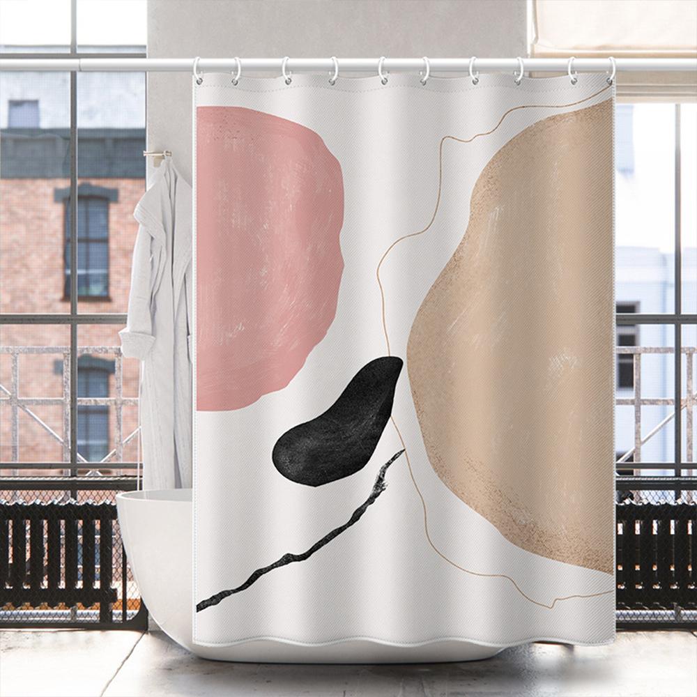 Nordic Wind Abstract Art Shower Curtain Waterproof Polyester Fabric Bath Curtain Morandi Color Block Curtains For Bathroom Decor
