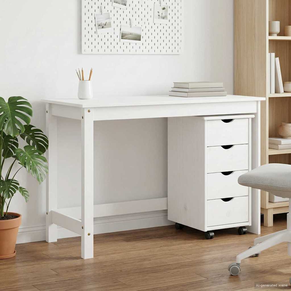 Desk Cabinet Set 2 Pieces White Solid Pine Wood