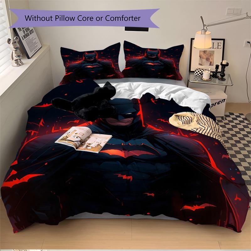 3pcs Batman Bedding Set, Soft Polyester Duvet Cover and Pillowcases Machine Washable Seasons all suitable & Guest Room Decor261