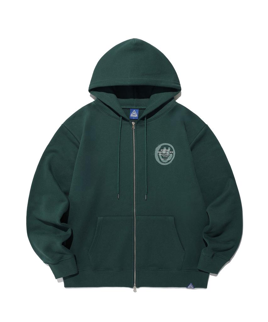 Istkunst Logo&Smiley Hood Zip Up_Deep Green(Ik2Efmm480A)