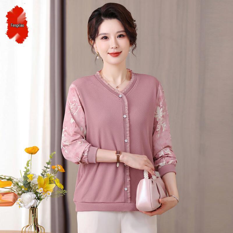 

Chiffon Patchwork Floral Long Sleeve T-Shirt for Women 3XL