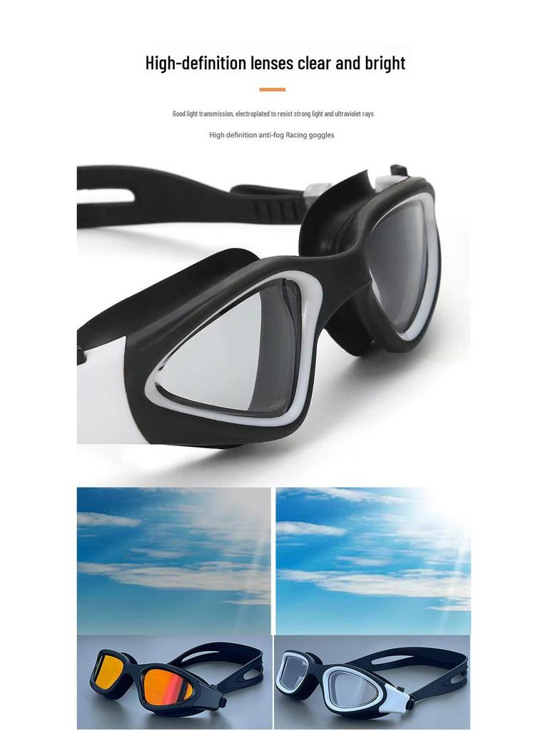 High-Definition Waterproof Anti-Fog Swimming Goggles - Unisex Casual & Professional Style