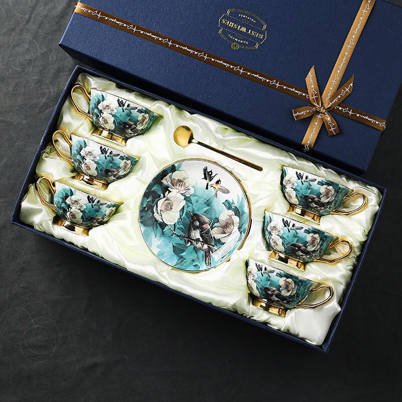 Rhododendron Ceramic European Coffee Cup and Saucer Set