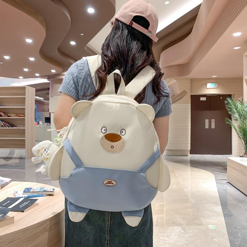Cute bear cartoon backpack college style school bag large capacity outdoor fashion Japanese high value backpack