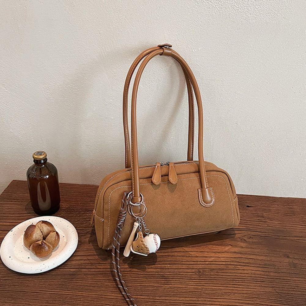Aesthetic Faux Suede Bag Retro Single Shoulder Bag Fashion Underarm Bag  Winter