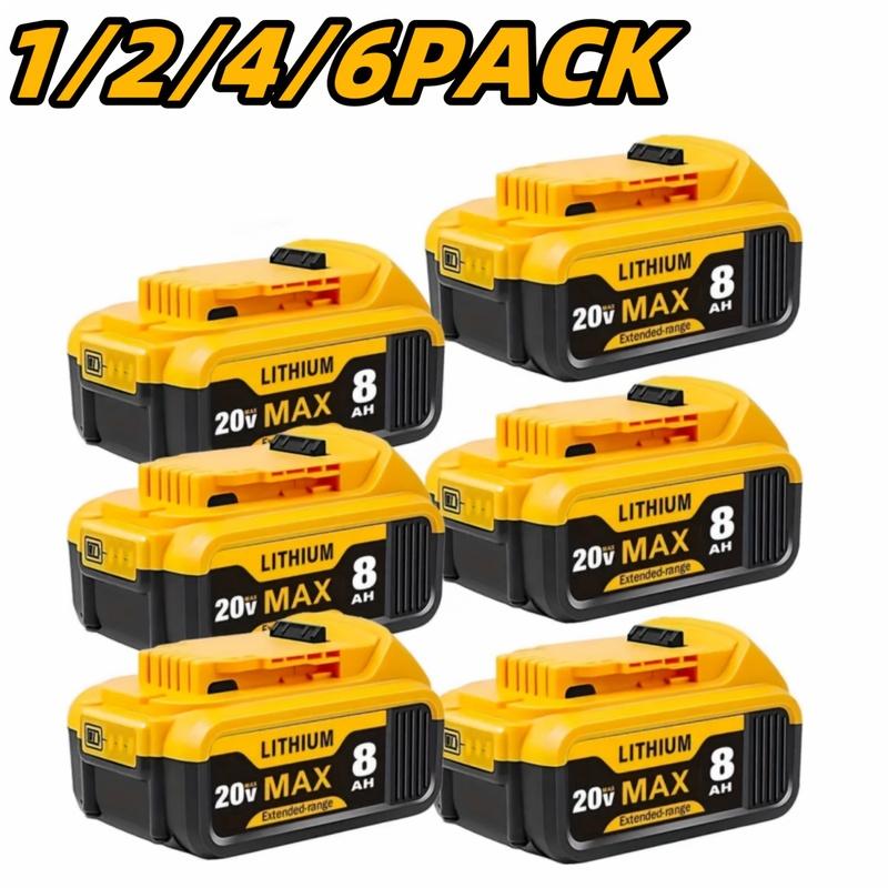 8.0Ah 20V Lithium-Ion Replacement Batteries for Dewalt Cordless Tools - Compatible with DCB200, DCB205, DCB206 & More