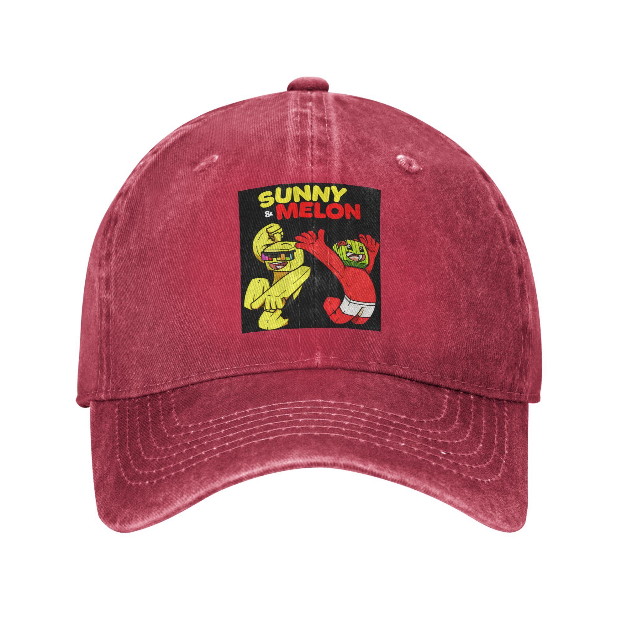 Sunny And Melon Denim Fabric Cap Casual Baseball Caps Adjustable Hat Summer Unisex Baseball Hats One Size