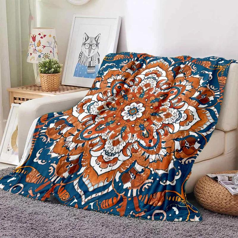 Turkey Persian Bohemian Mandala Flower Soft Flannel Blanket for Bed Bedroom Sofa Picnic,Throw Blanket for Outdoors Leisure Gift