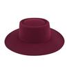British style solid color big brim flat top top top hat French fashion jazz flat top woolen hat autumn and winter felt hat
