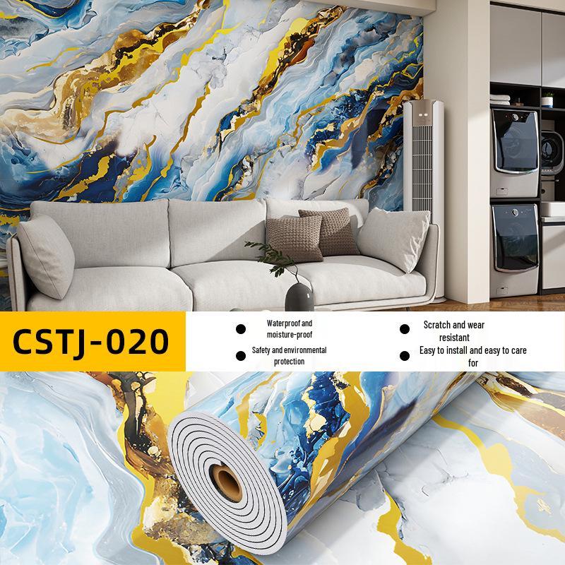 Self-Adhesive Waterproof Imitation Marble Tile Wall Sticker for Bathroom, Living Room, Kitchen, and TV Background.