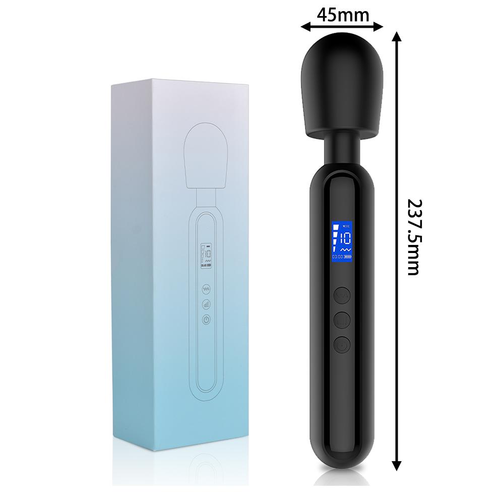 Waterproof Silicone Multi-Functional Massage Stick with LCD Display 10 Frequencies 4 Speeds Vibrator for Women Sexy Toy