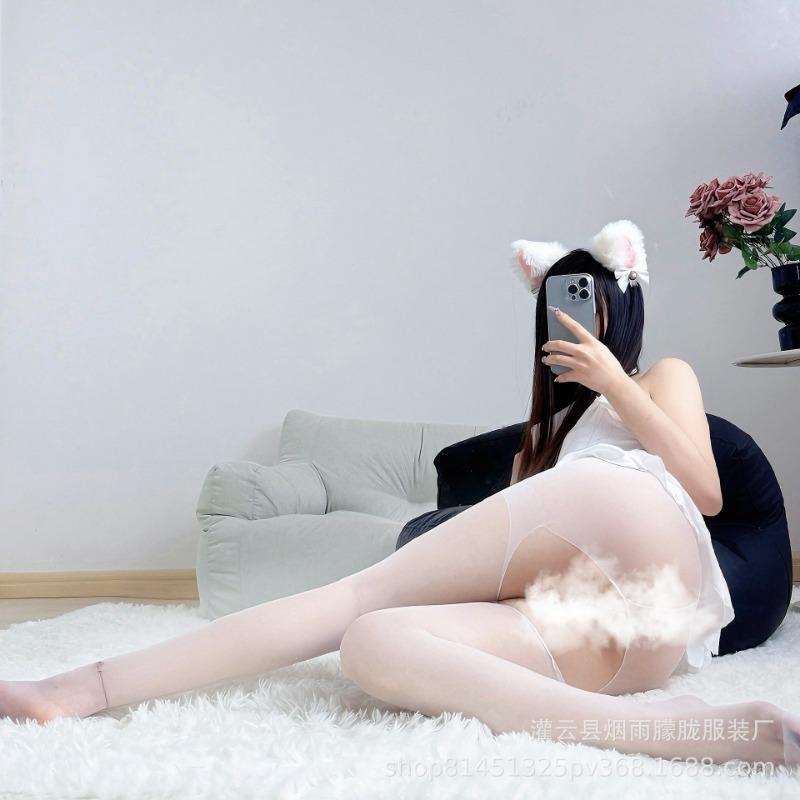 Erotic Stockings, Crotchless Stockings, Erotic Women's Sensual Temptation, No-removal Tights, Transparent Black Stockings