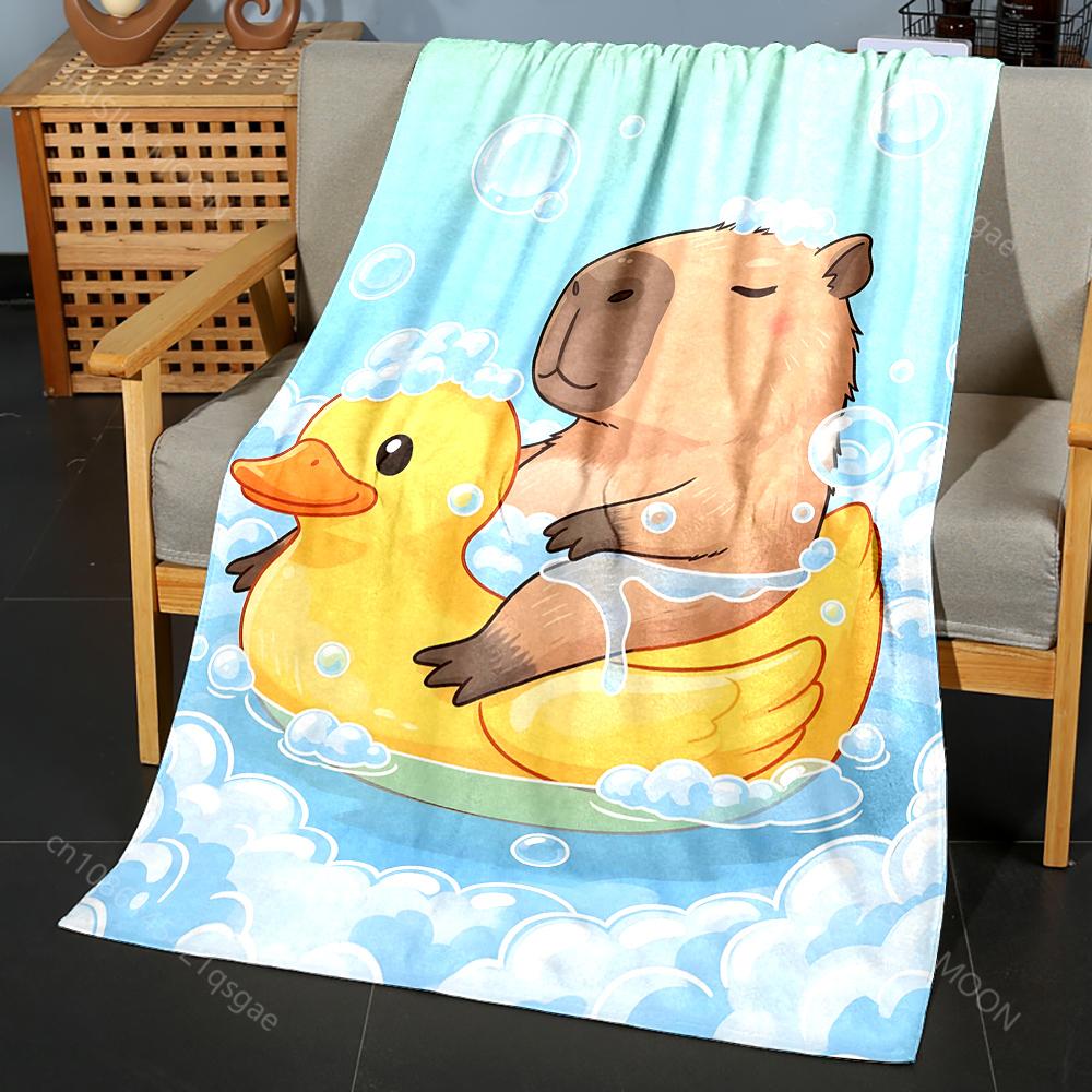 

6 Styles Capybaras Cartoon Print Warm Comfortable Blanket Home Travel Camping for Adults and Kids Luxury for Gifts 75x90cm