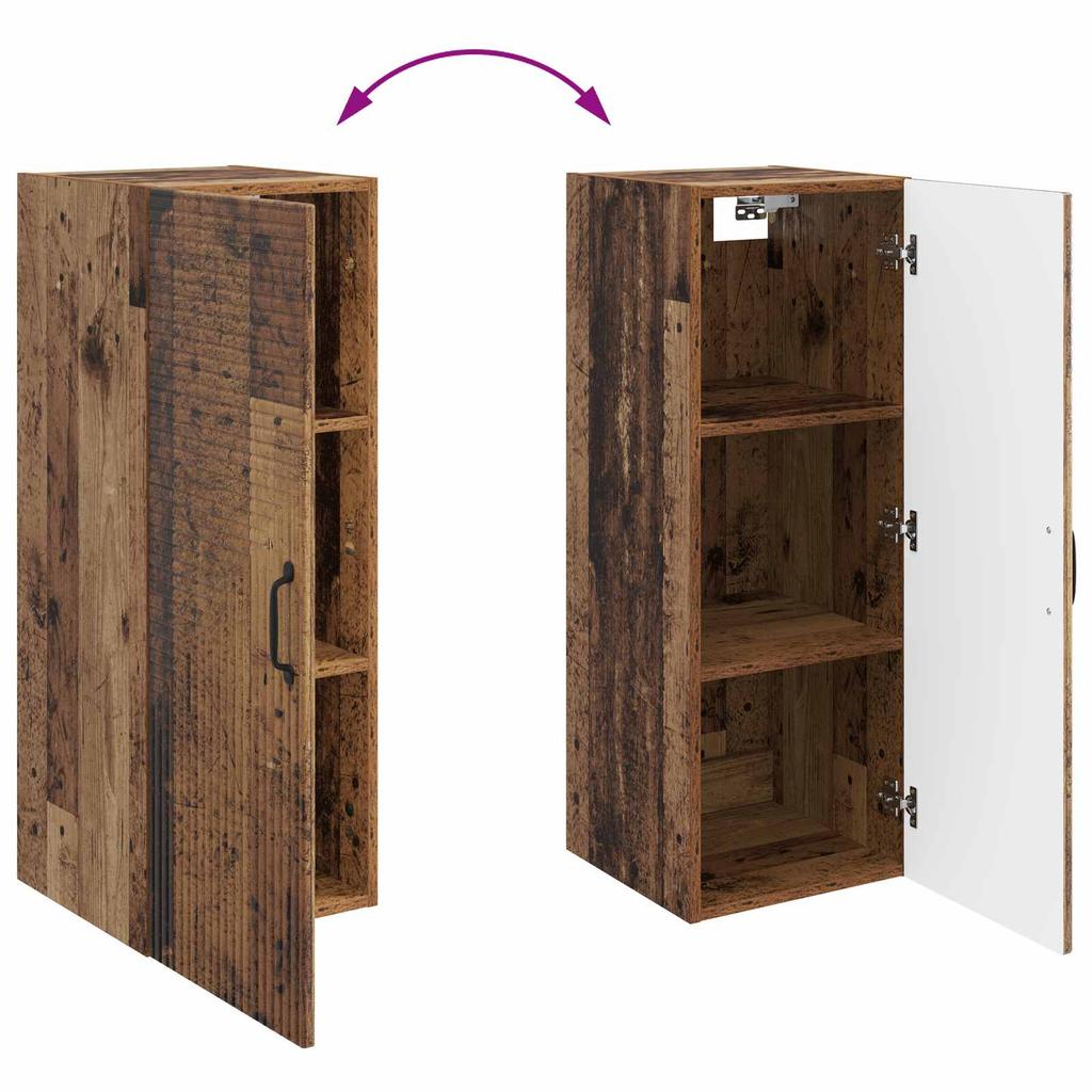 Wall Mounted Cabinet In Reclaimed Wood Look 33 X 34.5 X 90 Cm Particleboard