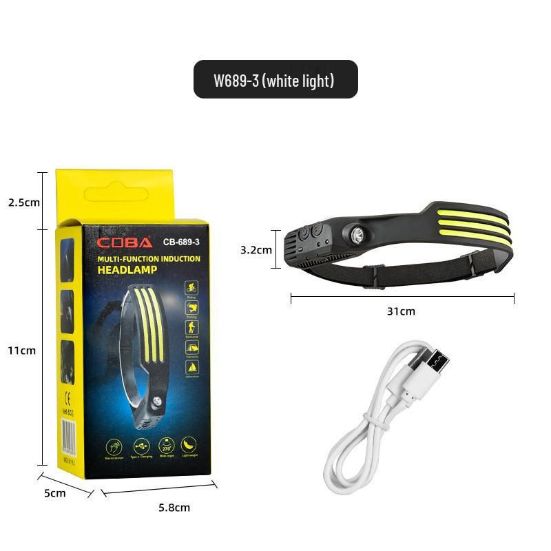 Rechargeable LED Induction Headlamp: Strong COB Light for Night Fishing and Outdoor Use