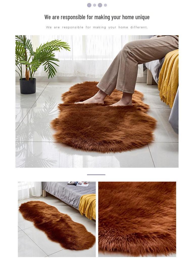 Plush Carpet Mat for Living Room, Bedroom, Sofa, or Bay Window - Imitation Wool, Light Luxury