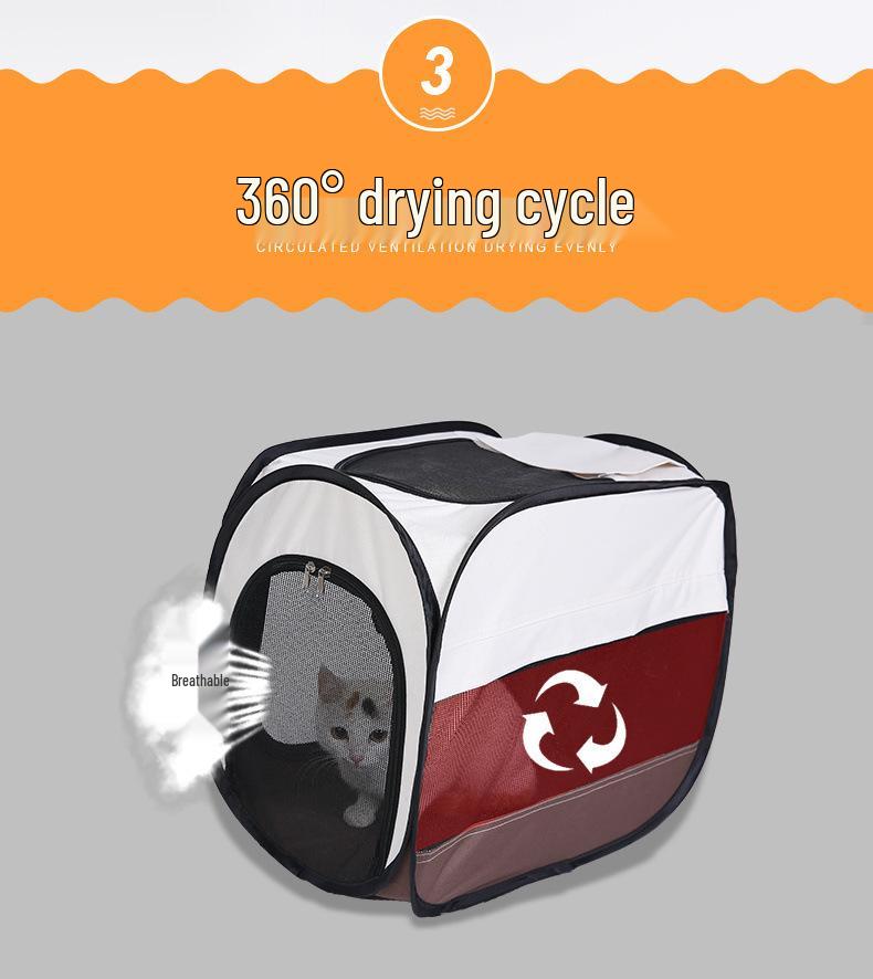Folding Pet Dryer Box for Cats & Dogs - Integrated Blow-Dry System