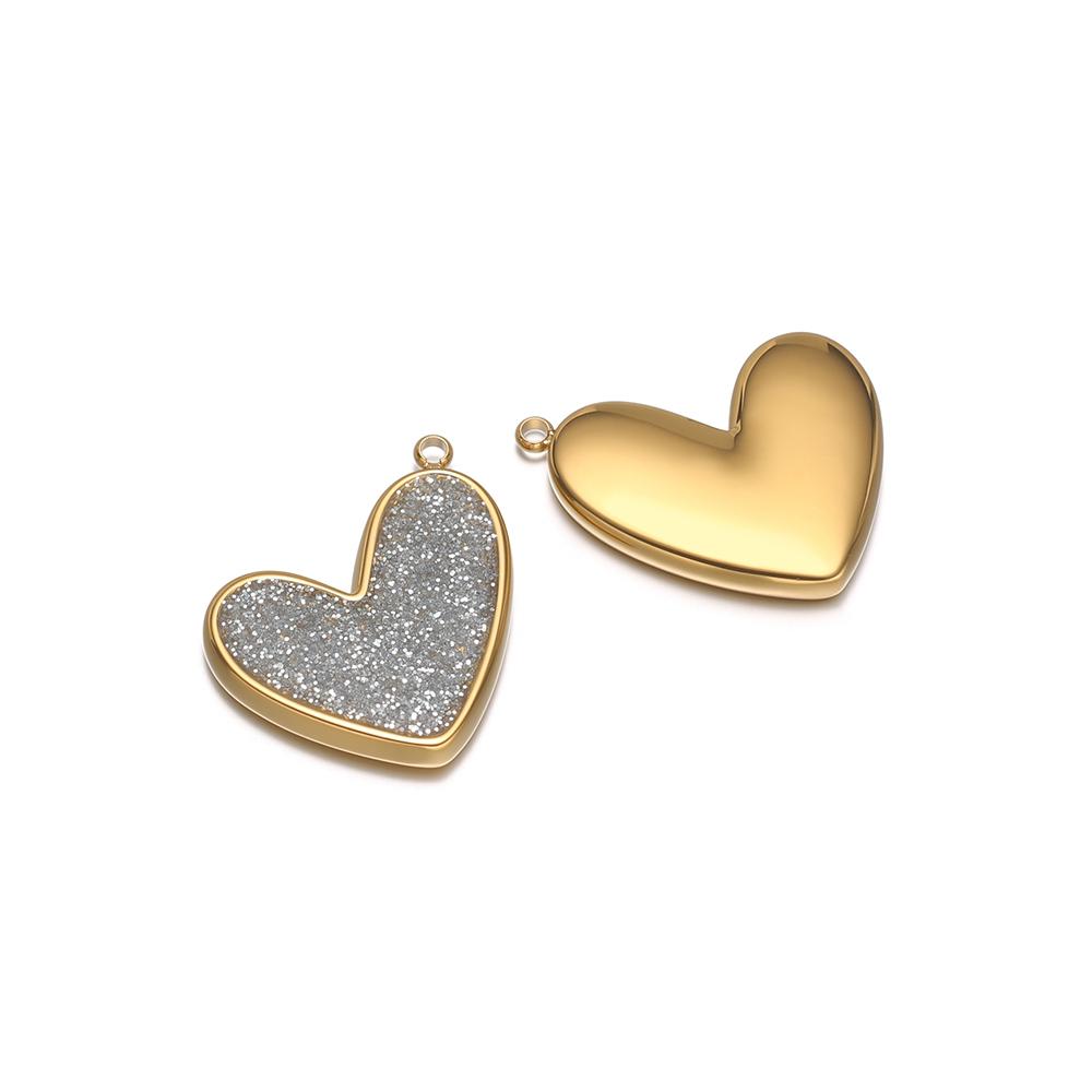 5pcs Stainless Steel Glittering Enamal Heart Charms Pendants for DIY Jewelry Lovers Necklace Findings Couples Bracelets Making