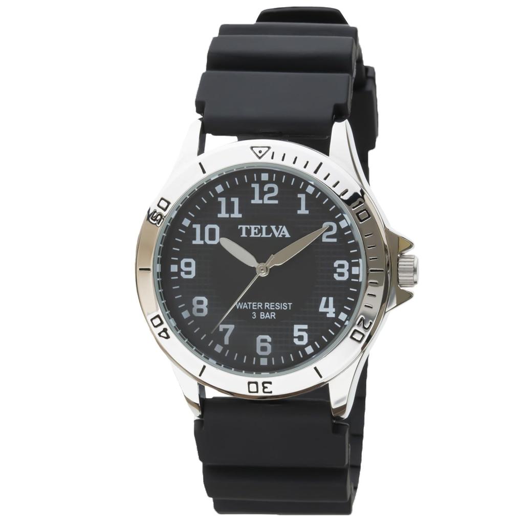 Klefer TE-AM152-BKS Men's Analog Waterproof Watch with Rubber and Urethane Strap, Black