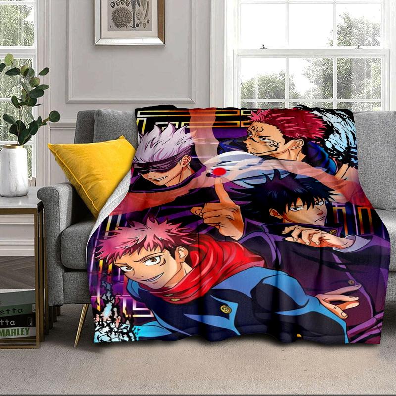 Jujutsu Curse Battle Blanket Flannel Blanket for bed, sofa, Camping, Hiking, Picnic Essentials, gift for family Fan gifts
